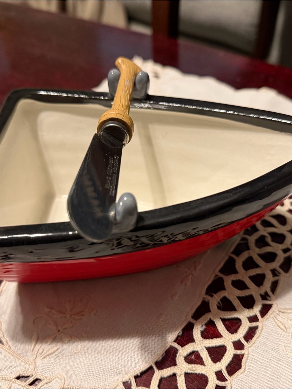 2003 Boston Warehouse Ceramic Boat-Shaped Serving Dish with Spreader